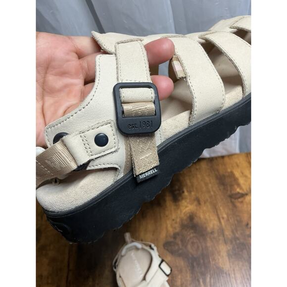 Merrell Fleur Fisherman Sandal Beige Size 8 Woman's Sandals Leather Gorpcore - Picture 15 of 16
